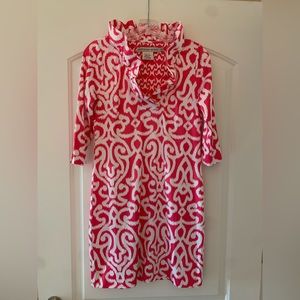 Gretchen Scott hot pink ikat pattern dress